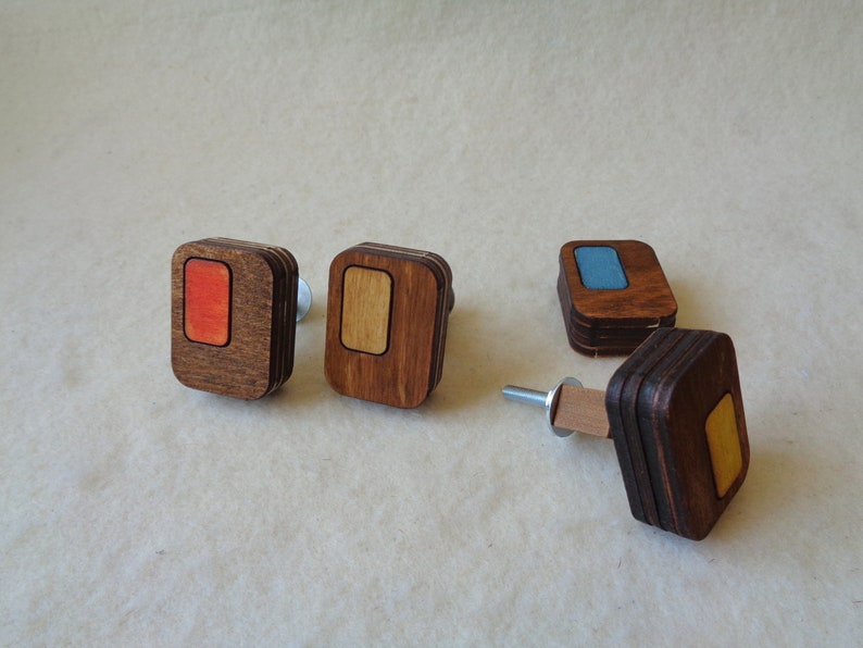 Furniture Knobs Set of 2 Midcentury Modern Knobs Wood Etsy