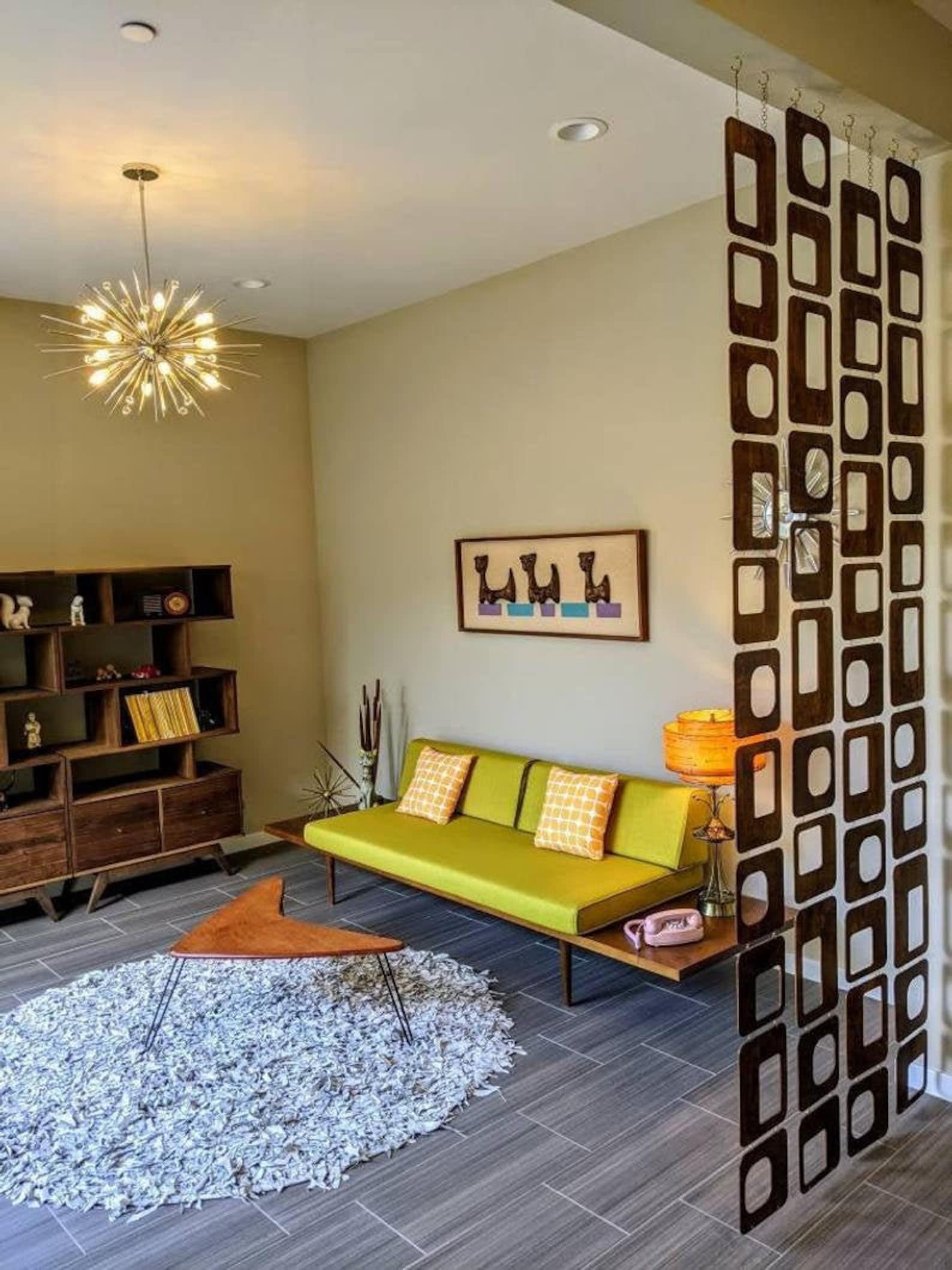Retro Room Divider, 5 Strands Room Divider W50'' Custom Height, Mid ...