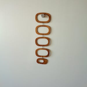 Mid Century Modern Wood Wall Hanging Mobile: Walnut Finish
