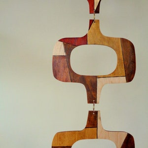 Mid Century Modern Wood Wall Hanging: Retro Mobile Art