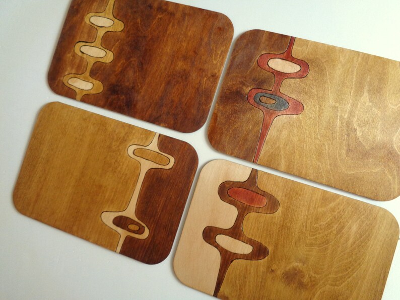 Mid century modern Wood Placemats Handmade Wood Tablemat Mid Etsy