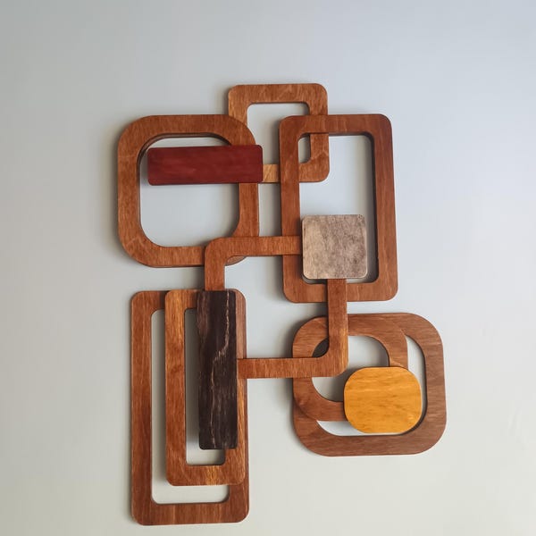 Mid Century Modern Wood Wall Art:  Retro Wall Decor
