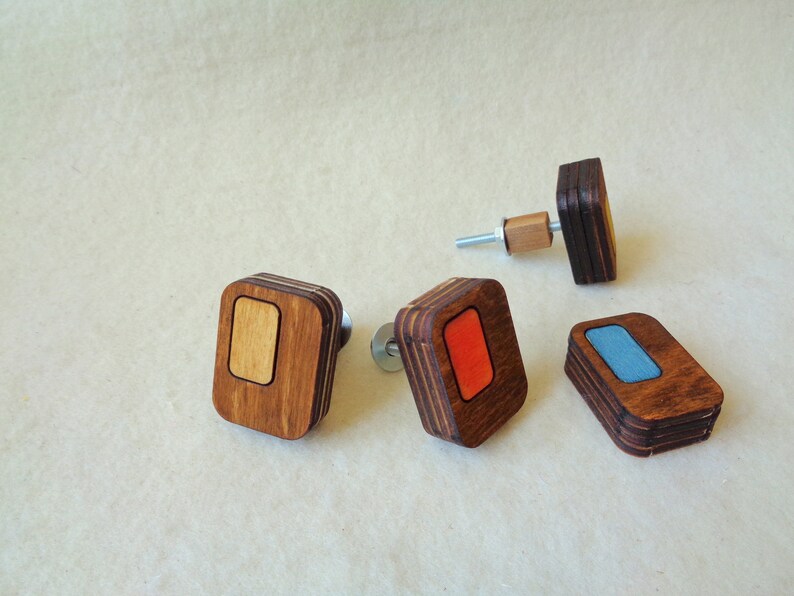 Furniture Knobs Set of 2 Midcentury Modern Knobs Wood Etsy