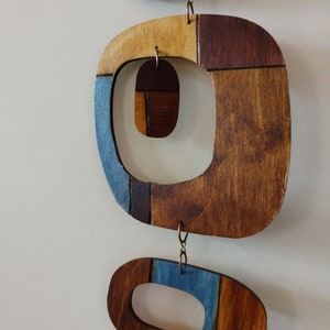 Mid Century Modern Wood Wall Hanging: Multicolor Geometric Decor