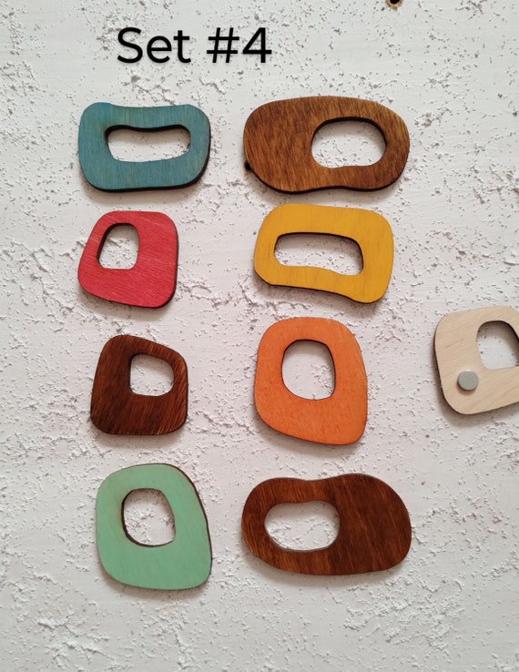 Mid Century Modern Wood Magnets: Retro MCM Decor, Set of 8