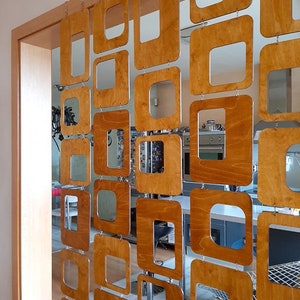 Retro room divider, 5 strands room divider W50&#39;&#39; Custom Height, Mid century room divider, hanging partition divider, divider real wood