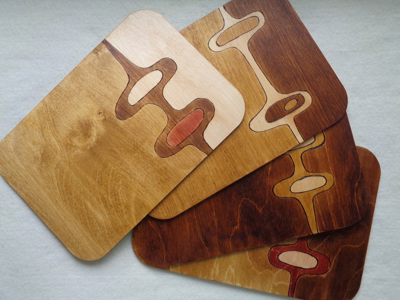 Mid century modern Wood Placemats Handmade Wood Tablemat Mid Etsy
