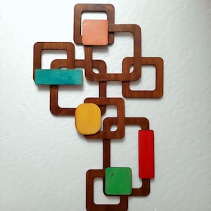 Piastrella da parete 3D effetto legno: decorazione murale geometrica retrò, arte moderna di metà secolo