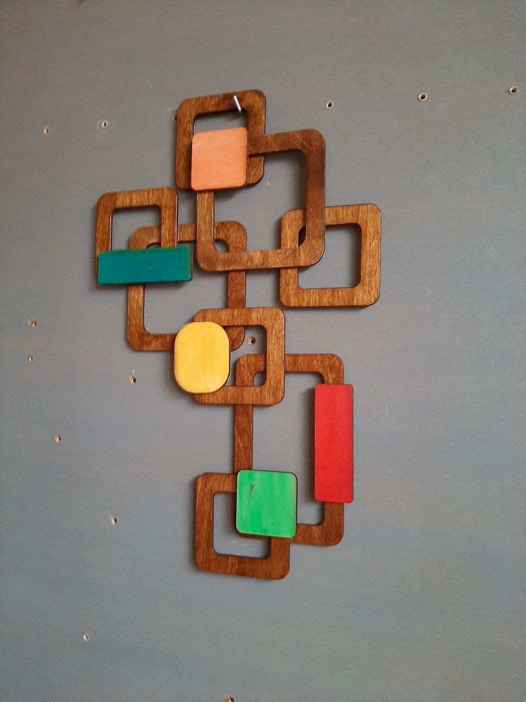 3D Wood Wall Tile Retro Geometric Hanging Mid-Century Modern Art