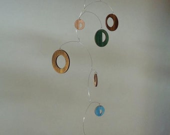 Mid century modern Mobile, Wooden Hanging Mobile, Mid Century Modern Decor, Wall Hanging, Wooden wall decor, Mid Century Modern Wall Decor