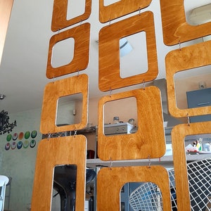 Hanging Wood divider, Room Divider Partition, Retro room divider, 3 strands room divider Width 26&#39;&#39;, Mid century room divider, Atomic decor