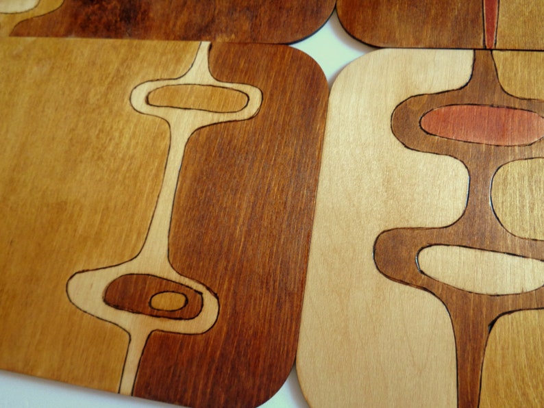 Mid century modern Wood Placemats Handmade Wood Tablemat Mid Etsy