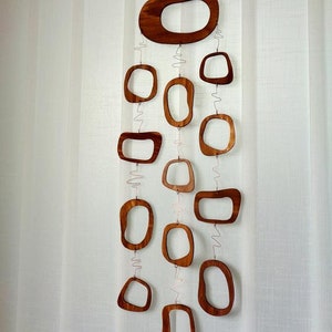 Handmade Walnut Mid Century Modern Wall Hanging with Concrete Hook