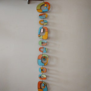 Mid Century Modern Wood Wall Hanging: Colorful Plywood Decor