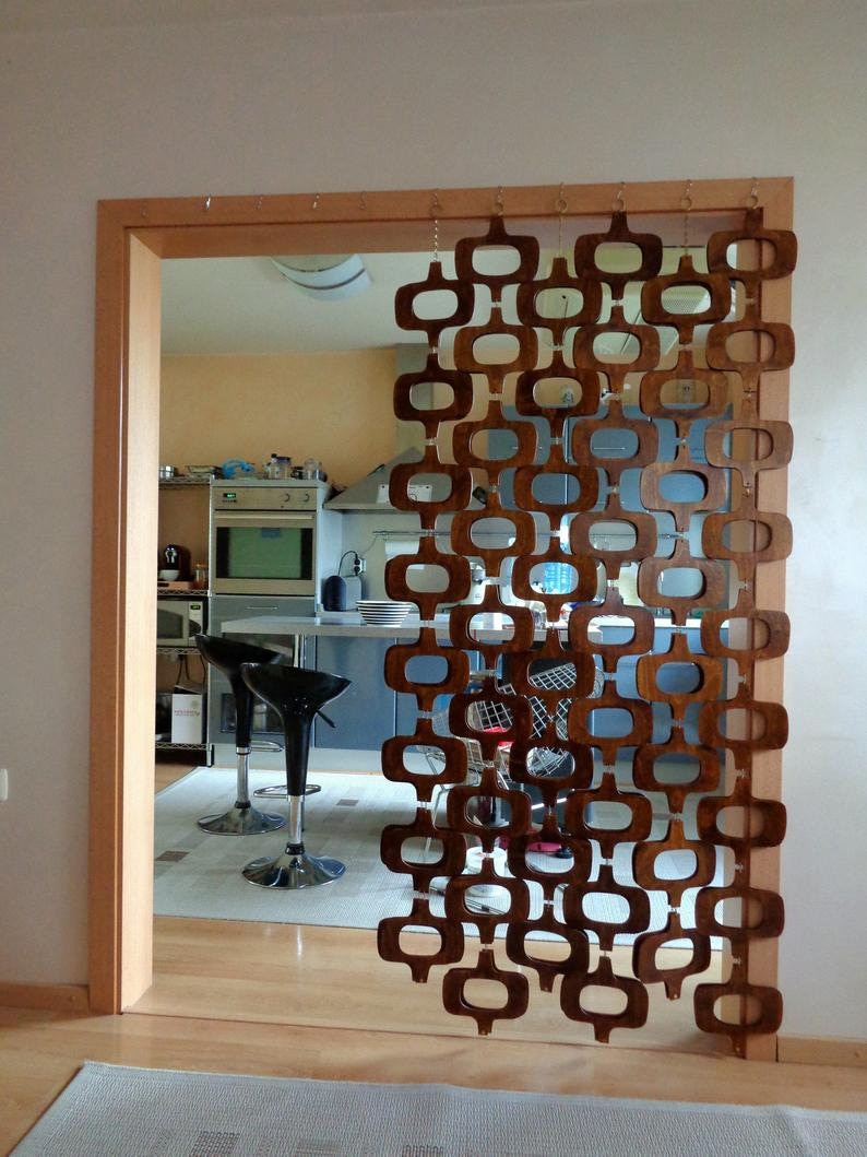 Mid-century Modern Walnut Room Divider: 6 Strands, Custom Height ...