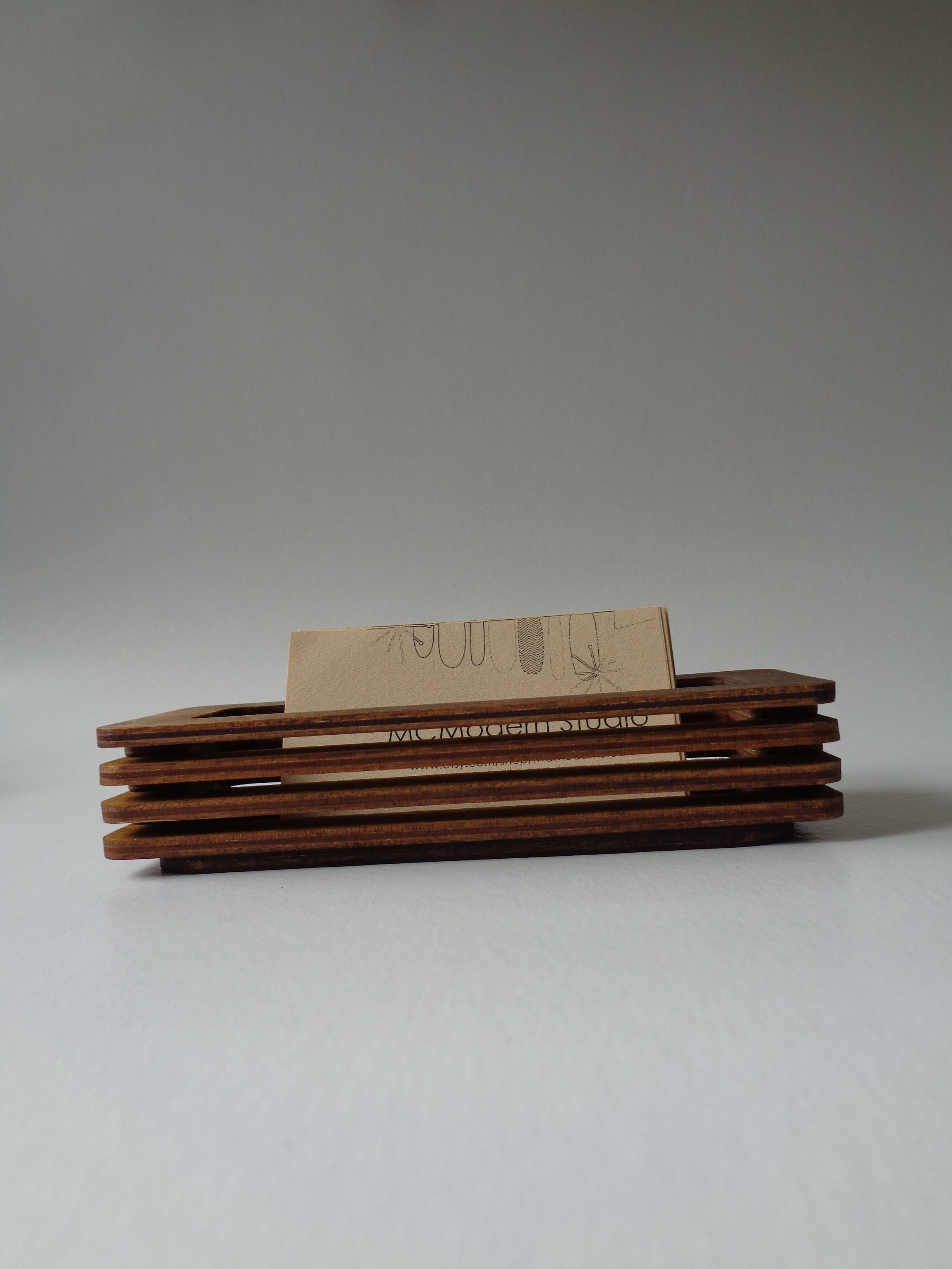 Business Card Holder Case Acacia Wood Business Card Holder - Desktop Organizer For 50 Cards