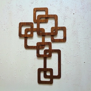 Mid century modern wall art, Wood Wall Art, Retro Wall Hanging, Wooden wall decor, 60&#39;s, 3D Wood Wall Tile,