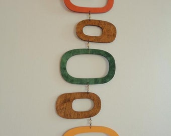 Mid century modern Mobile, Wall Hanging, Mid century modern wood wall decor,  Mid century modern Mobile, Wooden wall decor