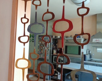 Hanging room divider, Mid century modern room divider, W35&quot; Custom length, Ceiling room Divider, Decorative Divider, Retro Room Divider