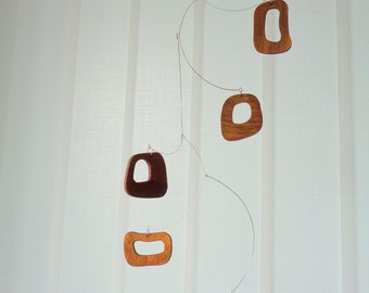 Mid century Hanging Mobile, Geometric Mobile, Minimalist Home Decor, Wooden Hanging Mobile