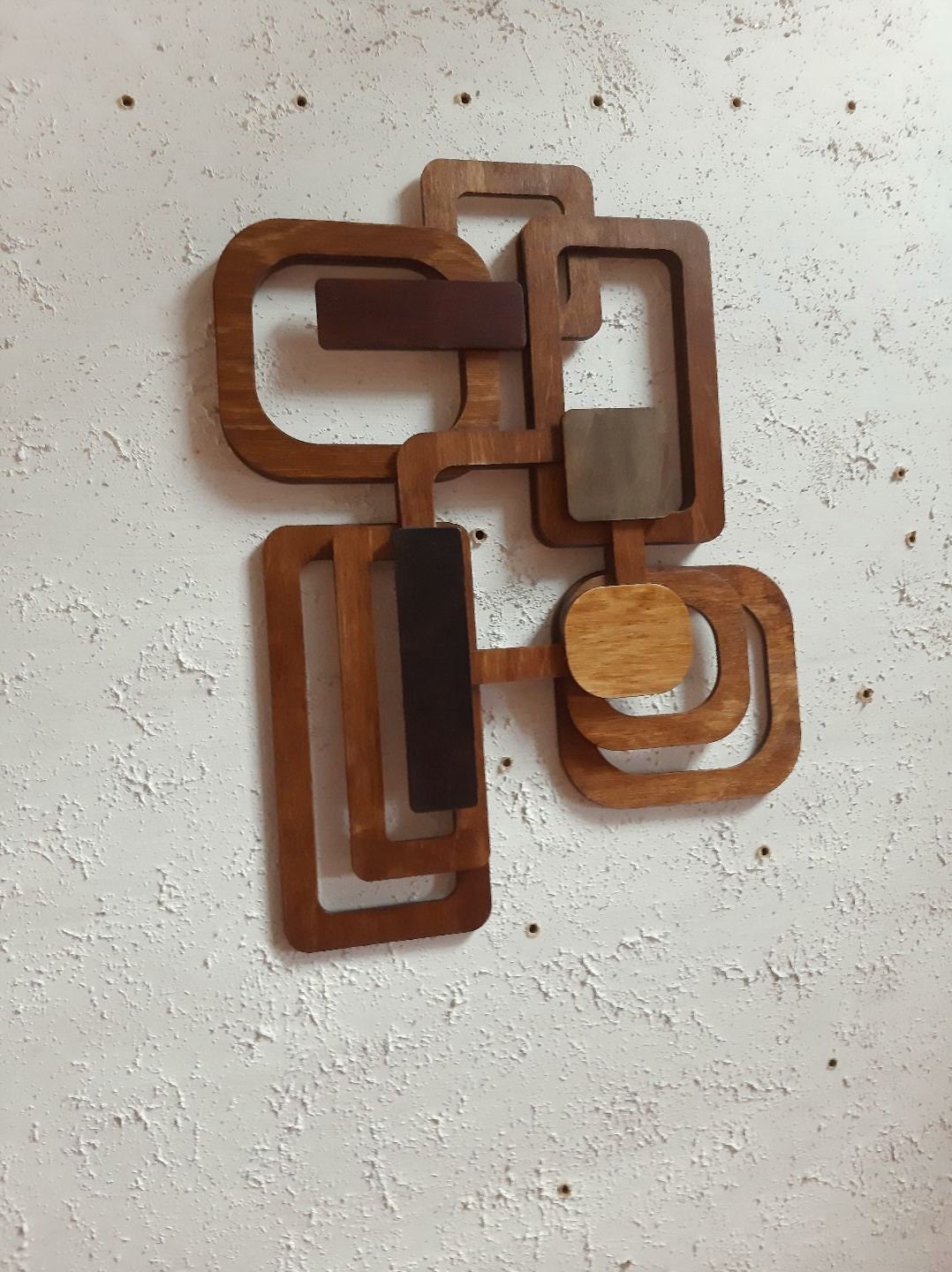 家具 Vintage 3D Wood ART Mid Century Modern Wood Wall Art: 3D Tile, Retro Decor - Etsy