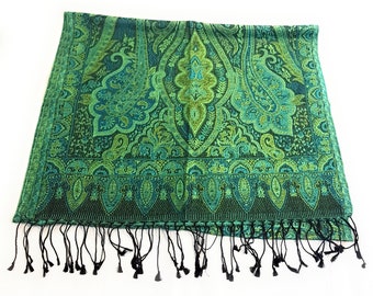 Écharpe de soie de l’Inde pour les femmes et les hommes, motif Paisley 200 x 55 cm - 7 motifs différents - répartis sur 7 offres