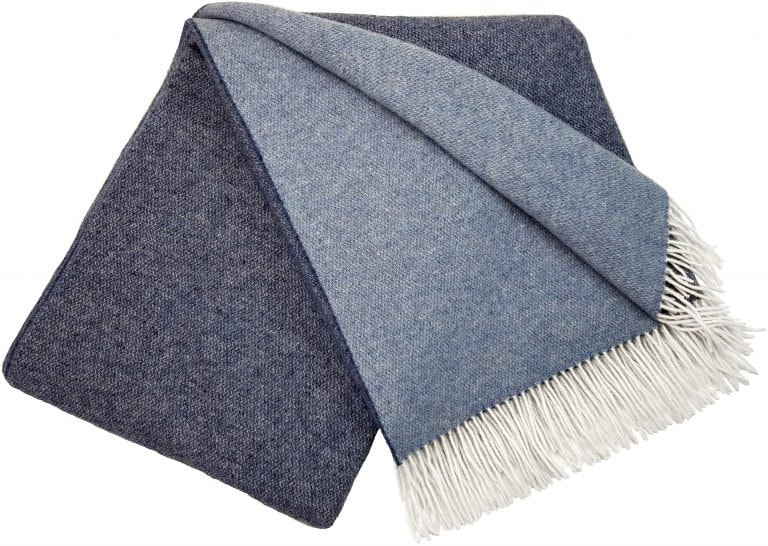 Wollen deken, sprei, sofadeken, deken, plaid 100% wol, blauw/crème, 140x200 cm Wollen deken, sprei, sofadeken, deken, plaid 100% wol, blauw/crème, 140x200 cm