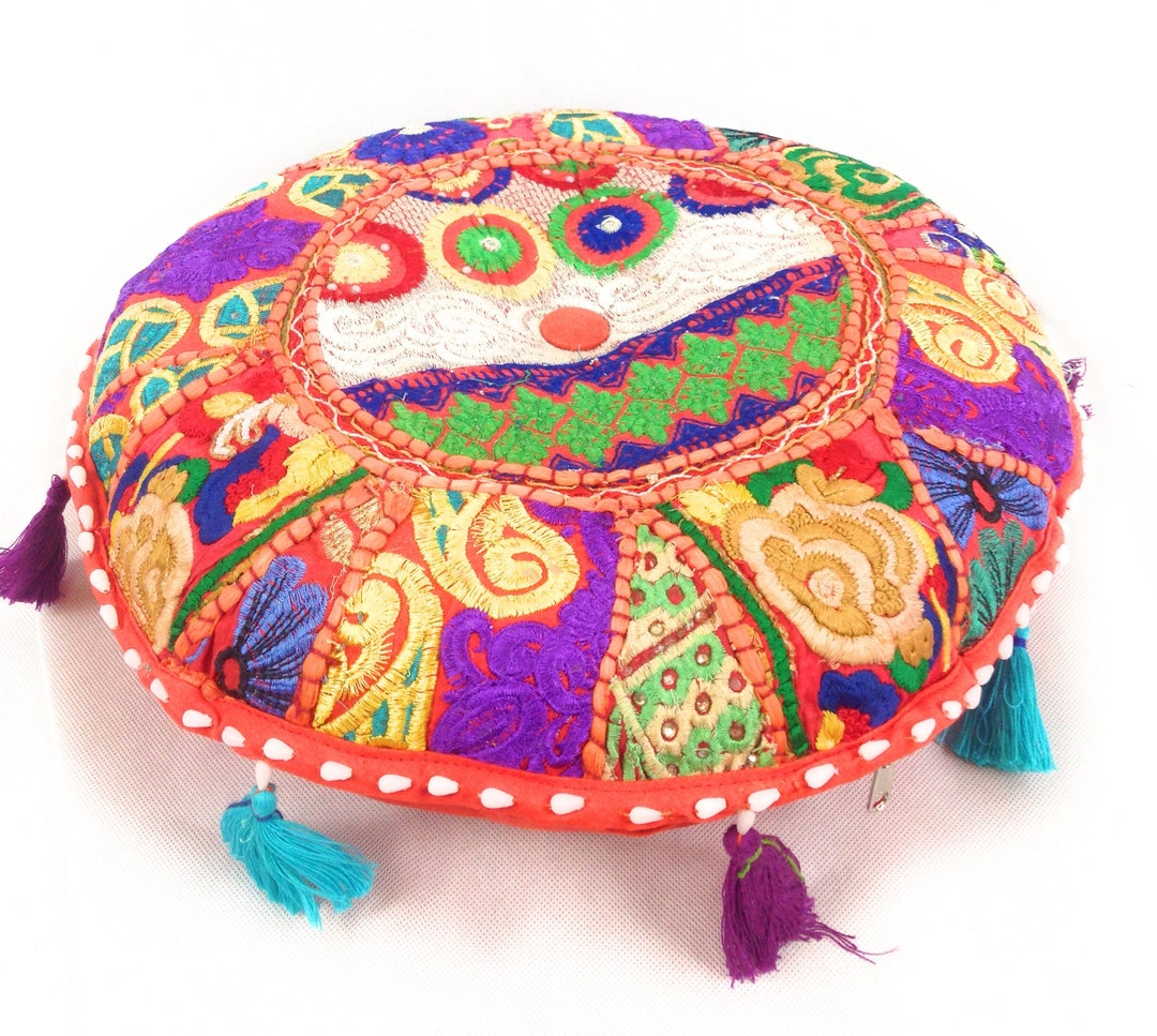 Indian Embroidered Seat Cushions Floor Pillow Yoga Pillow Oriental