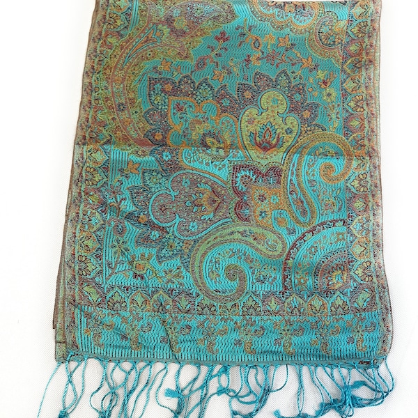 Seidenschal aus Indien für Damen & Herren, Paisley Muster 170 x 35 cm - 7 verschiedene Muster - auf 4 Angebote verteilt