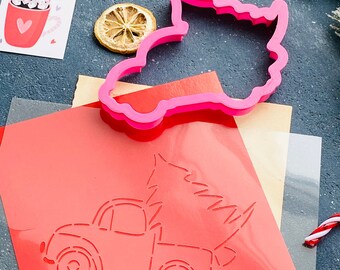 Printable Christmas truck cookie cutter 12cm, Christmas cookie cutter Truck cookies Cookie cutters Winter theme cookie cutter. Digital STL