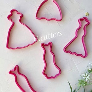 5 Dresses Digital STL Files Download cookie cutters Printable cookie cutters Wedding Cookie Cutters Birthday cookie cutters