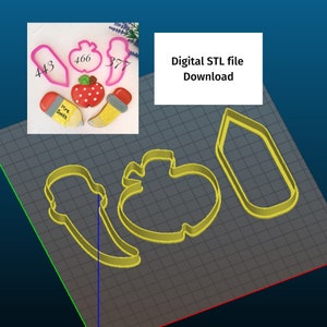 Digital STL Files Download for School cookie cutter includes 3 STL files Printable cookie cutters