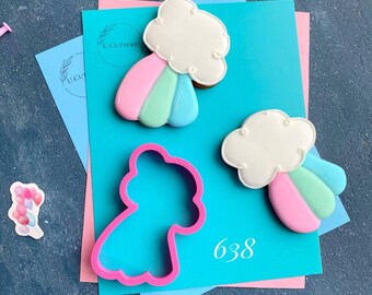 Cloud and Rainbow Cookie Cutter, 3.1inch, Digital Download 3D Model for 3D Printer. Baby Shower Cookie Cutters. Birthday Cookie Cutters