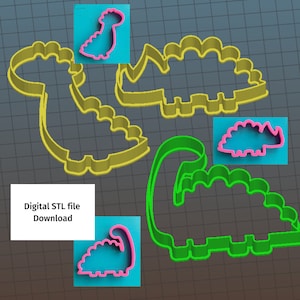 Dino Cookie Cutter, STL File Printable Cookie Cutters, Download Dinosaur Cutter 3 Sizes Instant Download for 3D printer