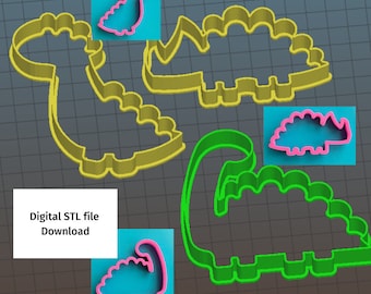 Dino Cookie Cutter, STL File Printable Cookie Cutters, Download Dinosaur Cutter 3 Sizes Instant Download for 3D printer