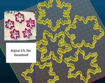 5 Digital STL Files Download Snowflakes cookie cutters Printable cookie cutters