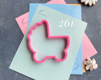 Baby Carriage Cookie Cutter, 3.1in Digital Download 3D Model for 3D Printer. Baby Shower Cookie Cutters. Printable cookie molds, STL Files