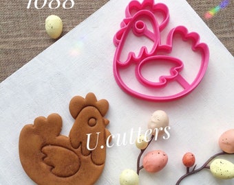Chicken Stamp Cookie Cutter Digital STL Files Download 3.9inch, 10cm Easter Cutters Printable cookie cutter
