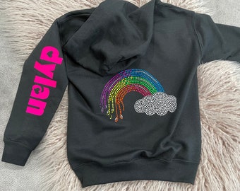 Rainbow Girls Youth size hooded zip up sweatshirt