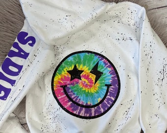 Splatter Tie Dye Smiley Hoodie