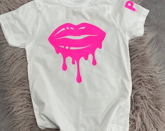 Girls Neon Drippy Lips T-Shirt