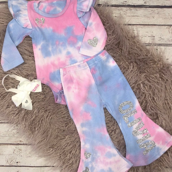Personalized Tie Dye Baby Outfit