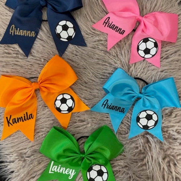 Girls Oversized Soccer Bow