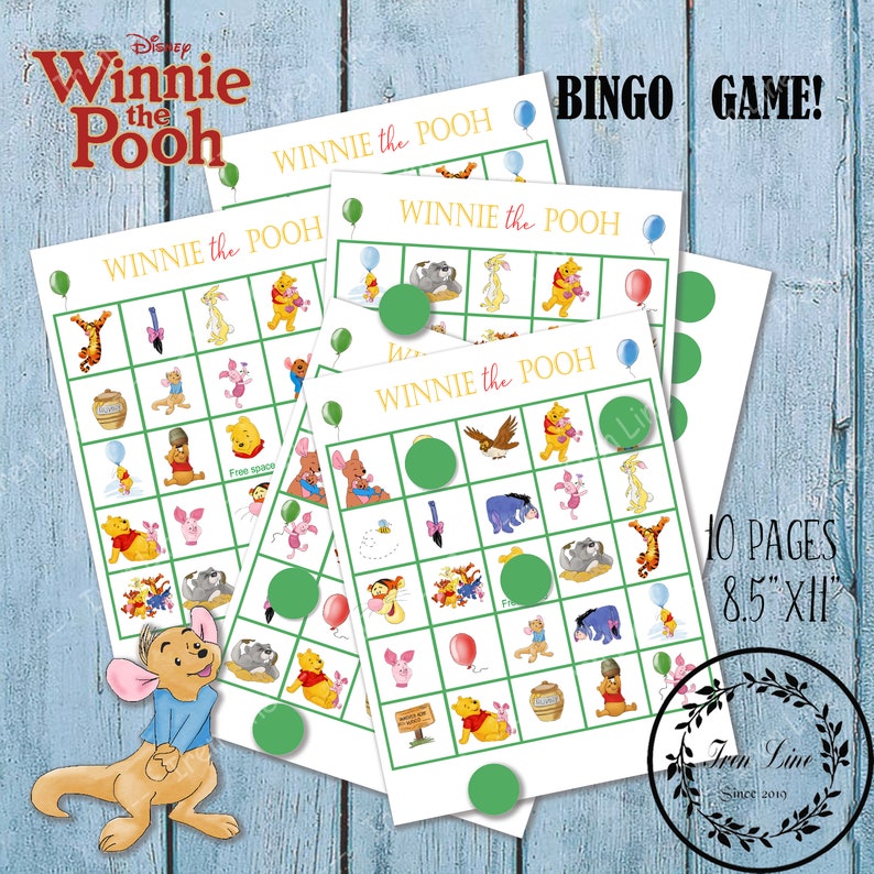 Winnie The Pooh Birthday Watercolor Bingo Game Pooh Party Etsy Winnie The Pooh Birthday Watercolor Bingo Game Pooh Party Etsy