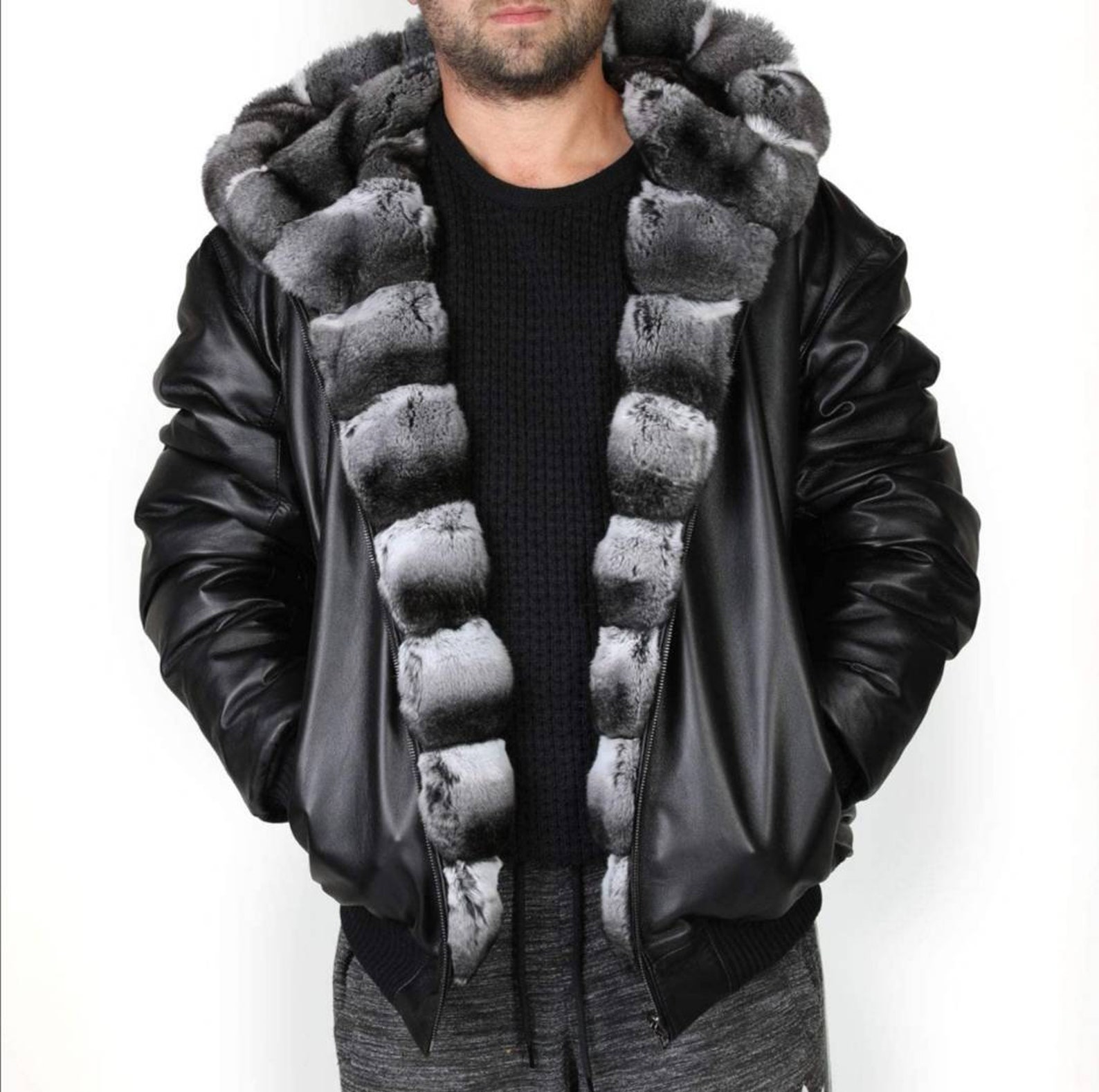 Brand new men's reversible chinchilla fur coat size 40 Etsy