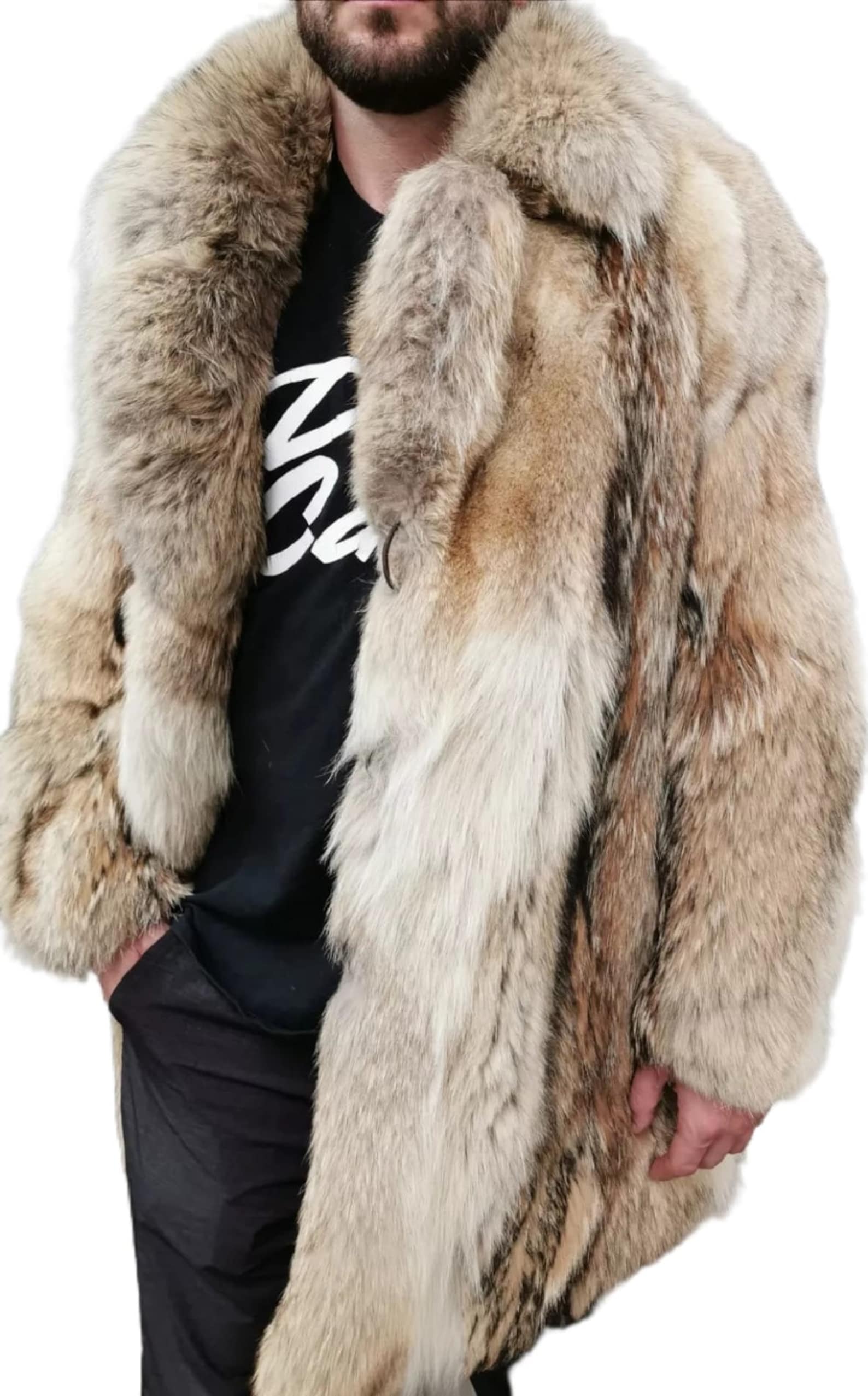 men's coyote fur coat size 40 Etsy