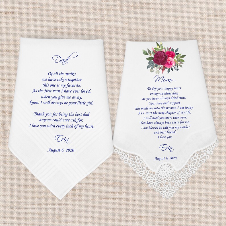 Mother of the Bride Gift & Father of the Bride Gift from the Bride, wedding handkerchief from daughter, printed, mother of bride gift2- POB1 