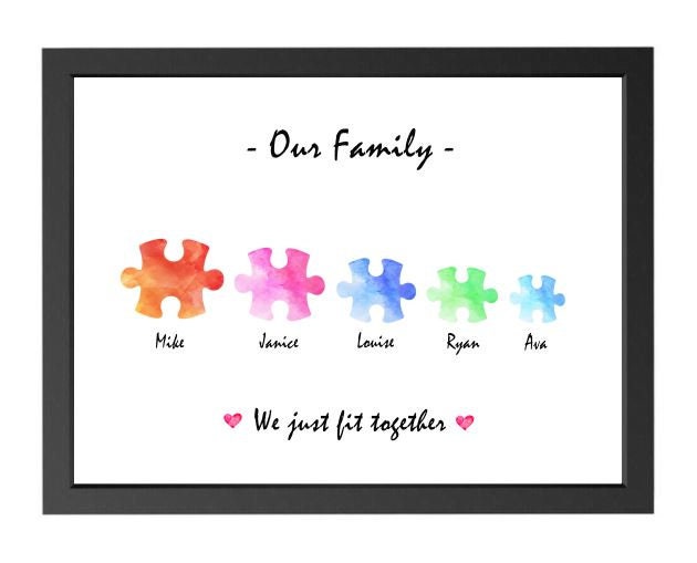 Family Jigsaw Puzzle Piece Print Personalised Family Print | Etsy