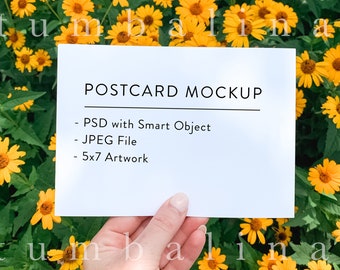 Card Mockup, White Card Mockup, Horiztonal Card Mockup, Smart Object | 5x7 Card Mock Up #0720-38