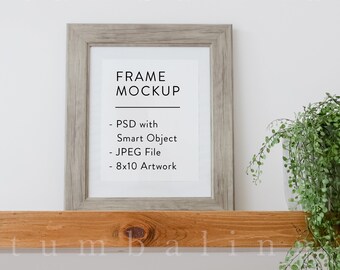 Frame Mockup, Gray Wood Frame Mockup, Vertical Frame Mockup, Smart Object | 8x10 Frame Mock Up #0720-81